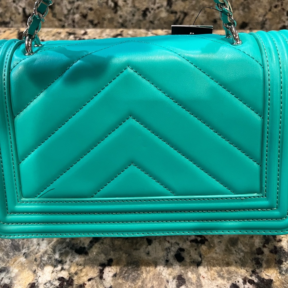 Badgley Mischka Turquoise Quilted Crossbody Bag - Picture 6 of 11